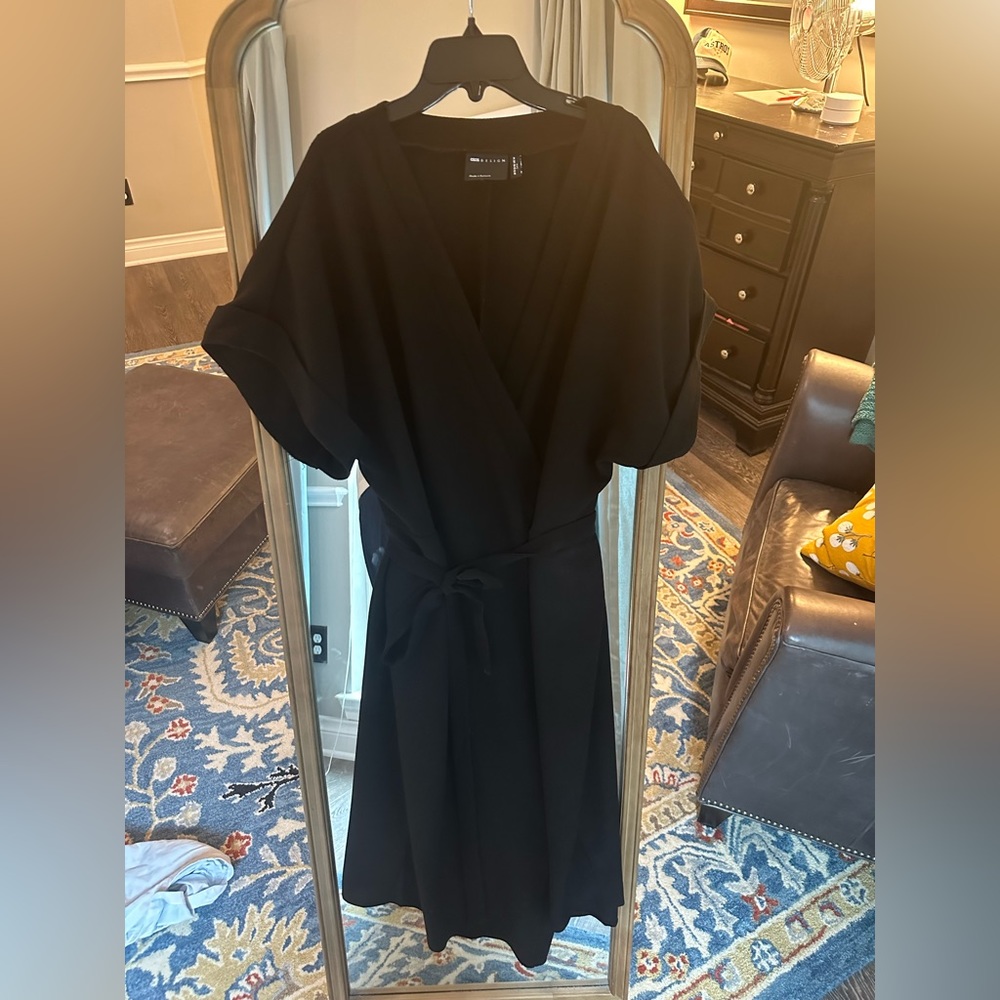 Black ASOS wrap tie dress